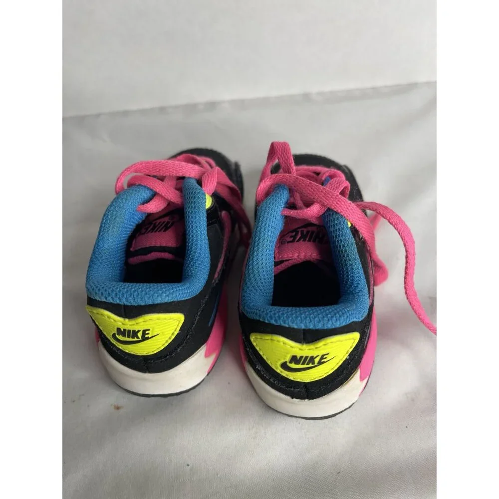 Nike Air Max 90 Kids Shoe Size 5C Casual Black/‎ Pink 724854-004 Used